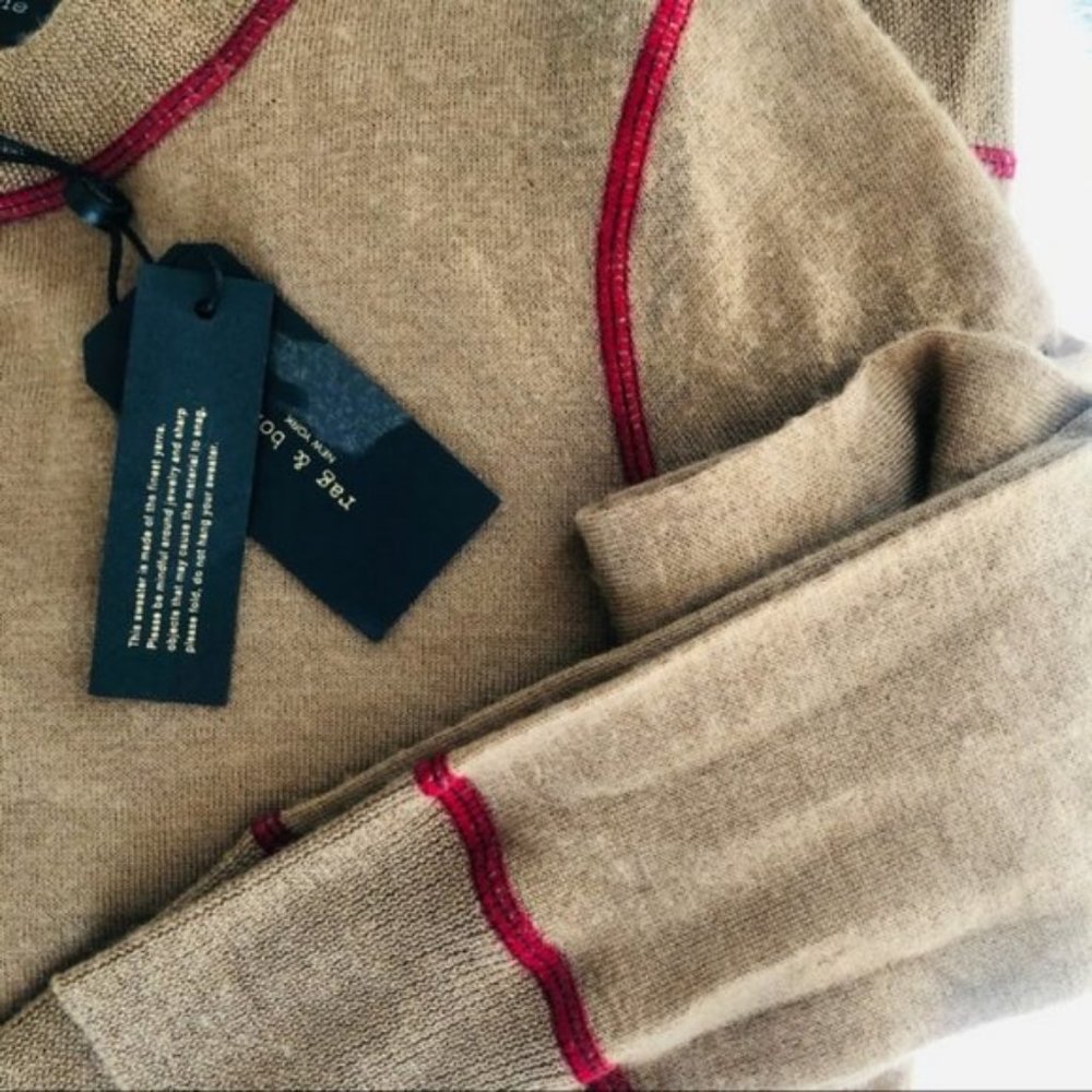 Rag & Bone Marina 100% Cashmere Sweater, Brown/Red, Size Small,  NWT - Picture 8 of 12